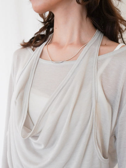 Halter layered ドレープラウンドネックトップス
