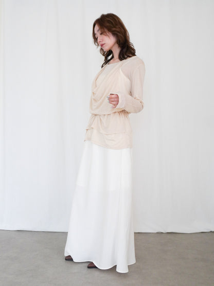 Halter layered ドレープラウンドネックトップス
