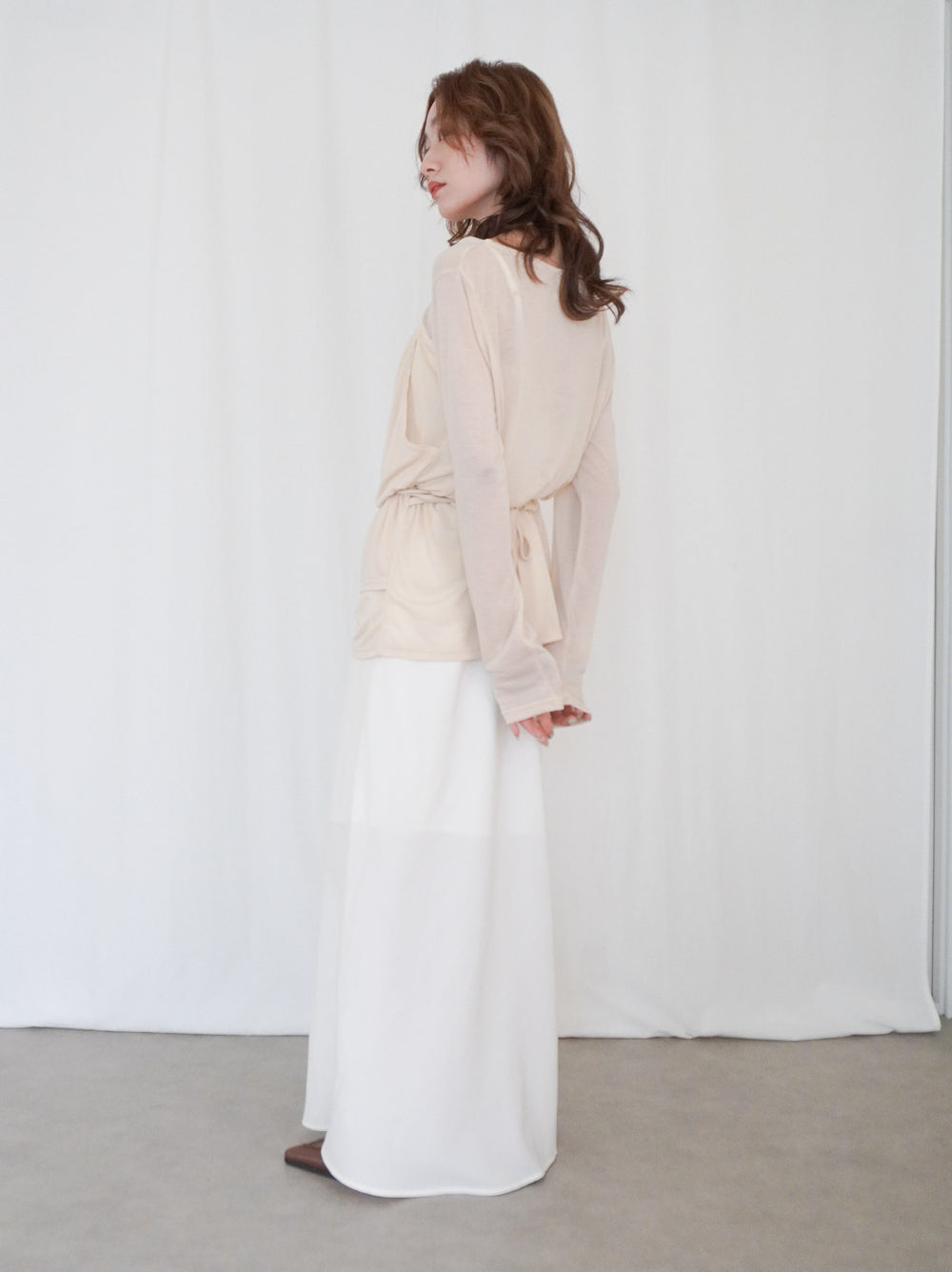 Halter layered ドレープラウンドネックトップス