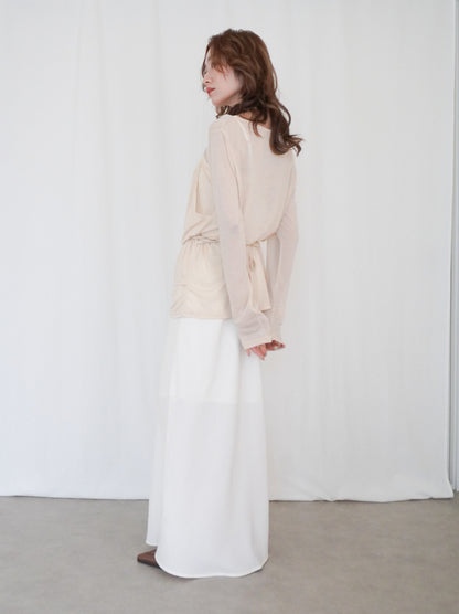 Halter layered ドレープラウンドネックトップス