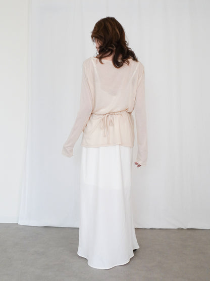 Halter layered ドレープラウンドネックトップス