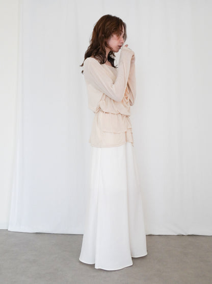 Halter layered ドレープラウンドネックトップス