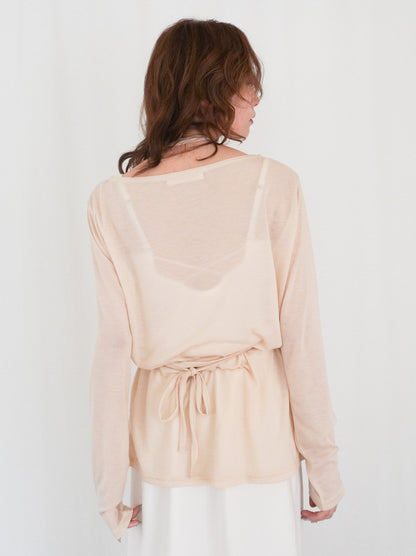 Halter layered ドレープラウンドネックトップス