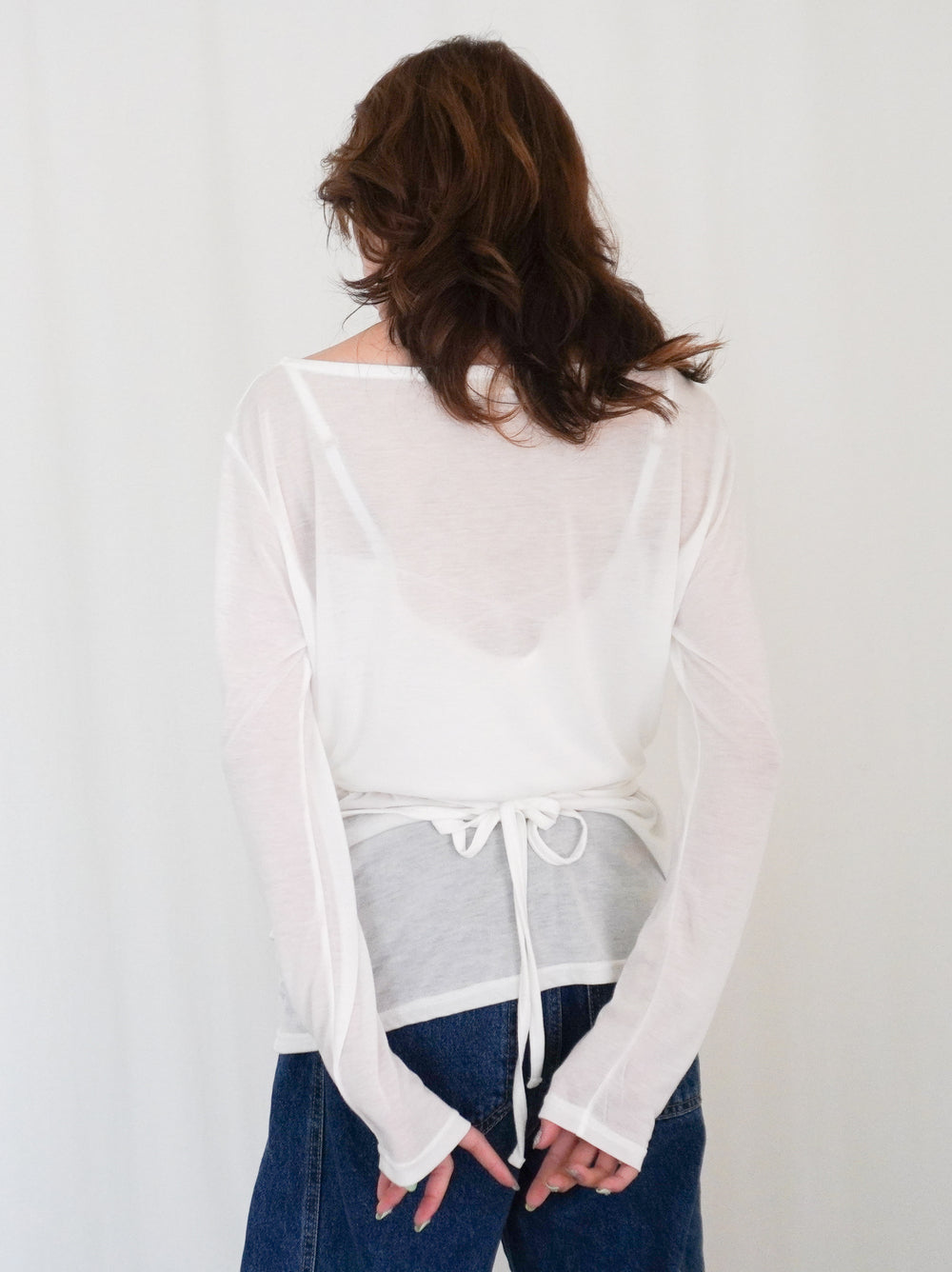 Halter layered ドレープラウンドネックトップス