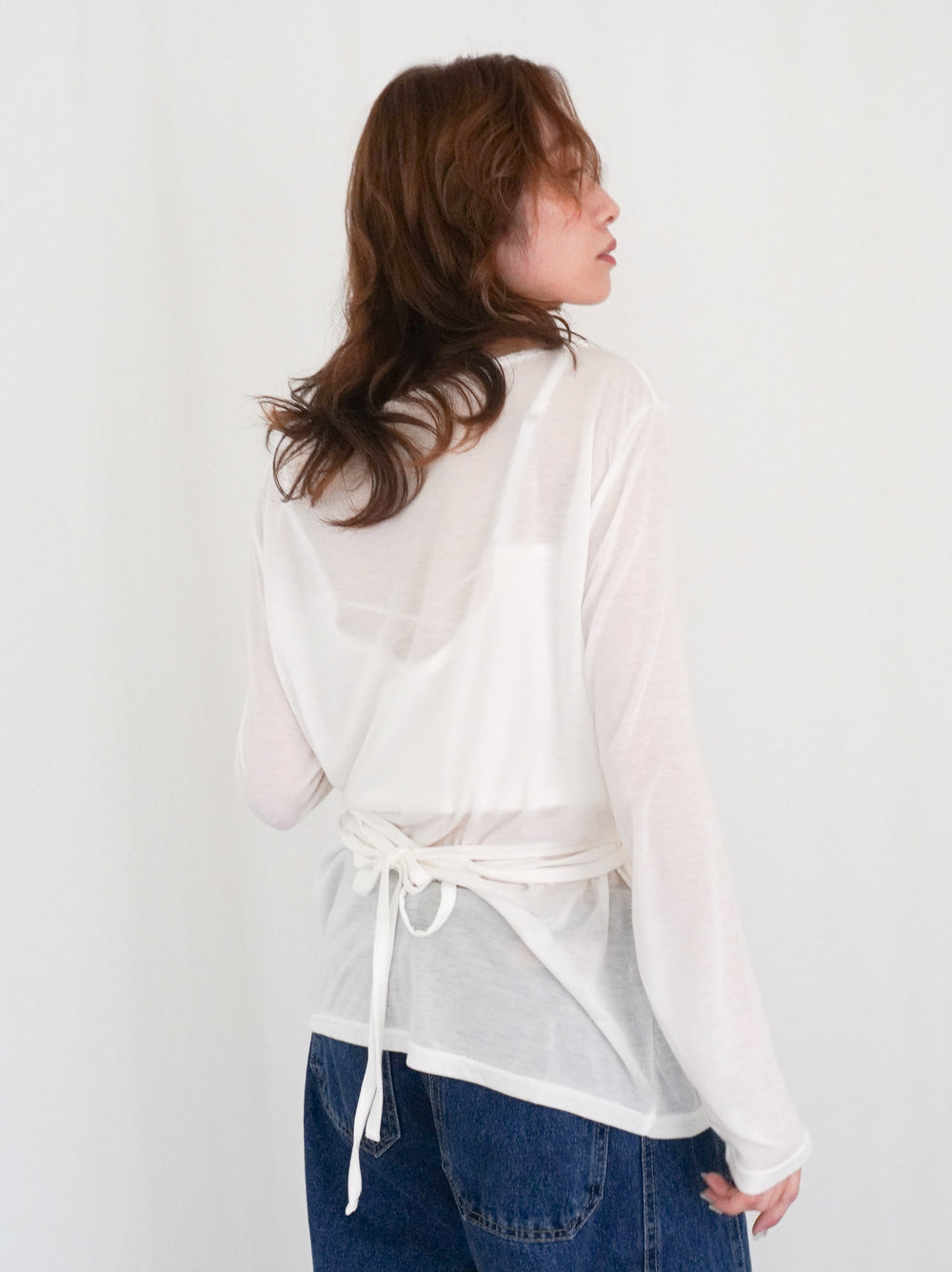 Halter layered ドレープラウンドネックトップス