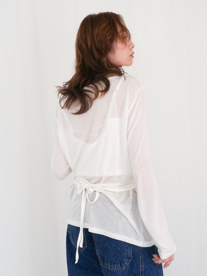 Halter layered ドレープラウンドネックトップス