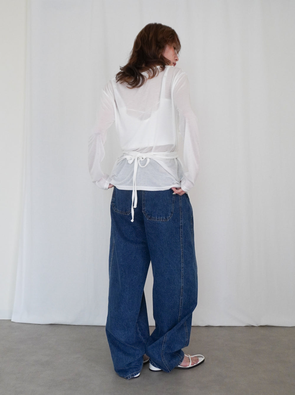 Halter layered ドレープラウンドネックトップス