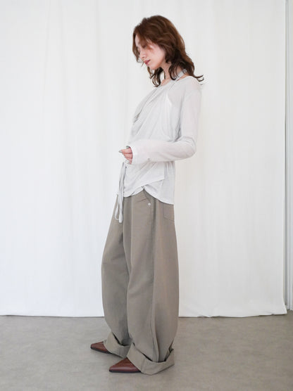 Halter layered ドレープラウンドネックトップス