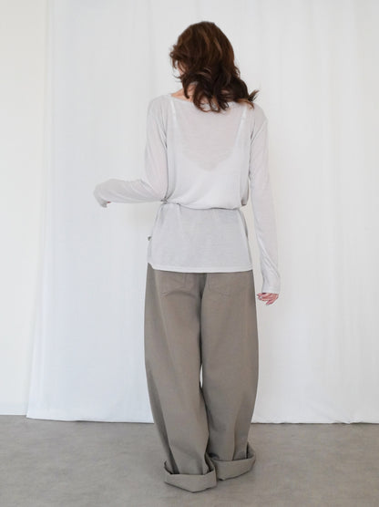 Halter layered ドレープラウンドネックトップス