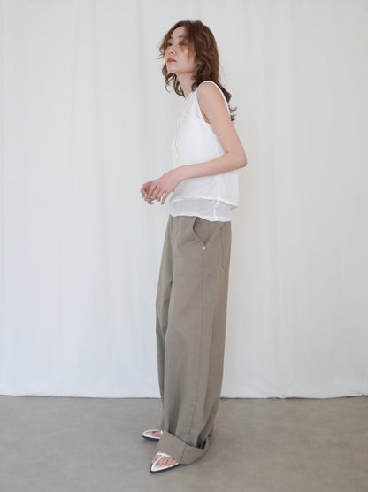 Double-layerシアーサイドリボントップス