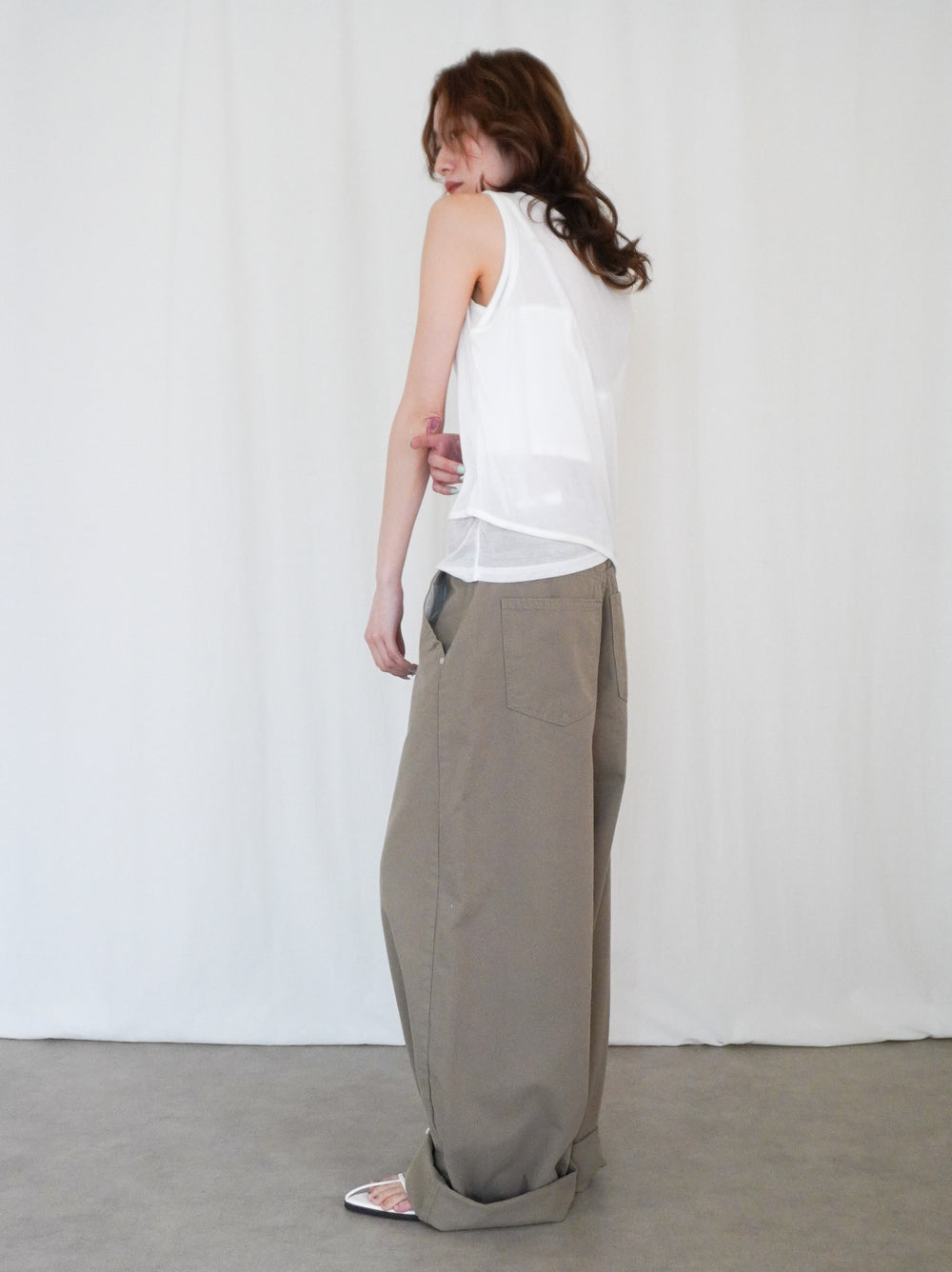 Double-layerシアーサイドリボントップス