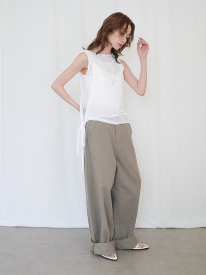 Double-layerシアーサイドリボントップス