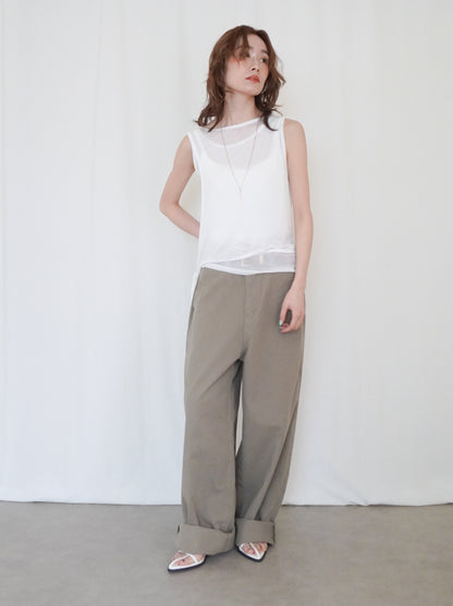 Double-layerシアーサイドリボントップス