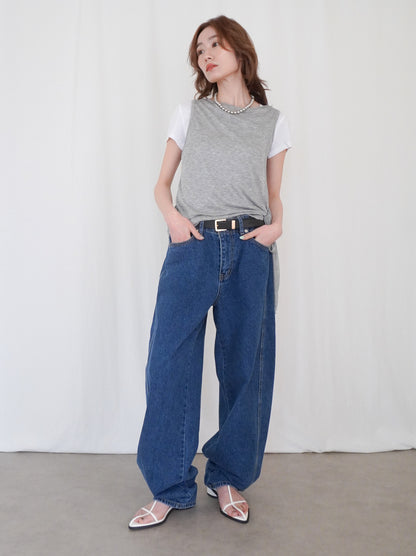 Double-layerシアーサイドリボントップス