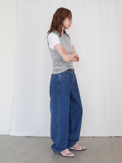 Double-layerシアーサイドリボントップス