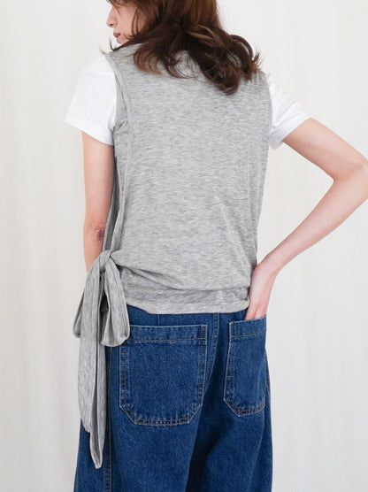 Double-layerシアーサイドリボントップス