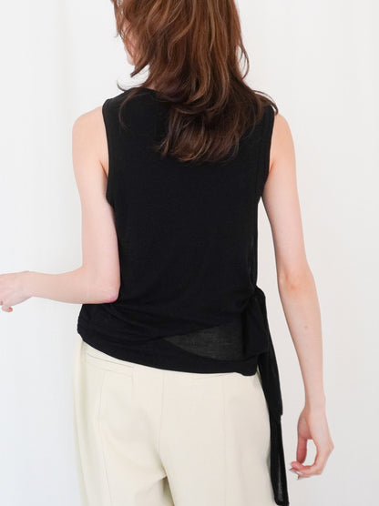 Double-layerシアーサイドリボントップス