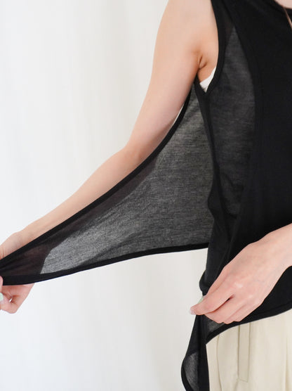 Double-layerシアーサイドリボントップス