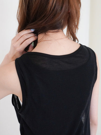 Double-layerシアーサイドリボントップス