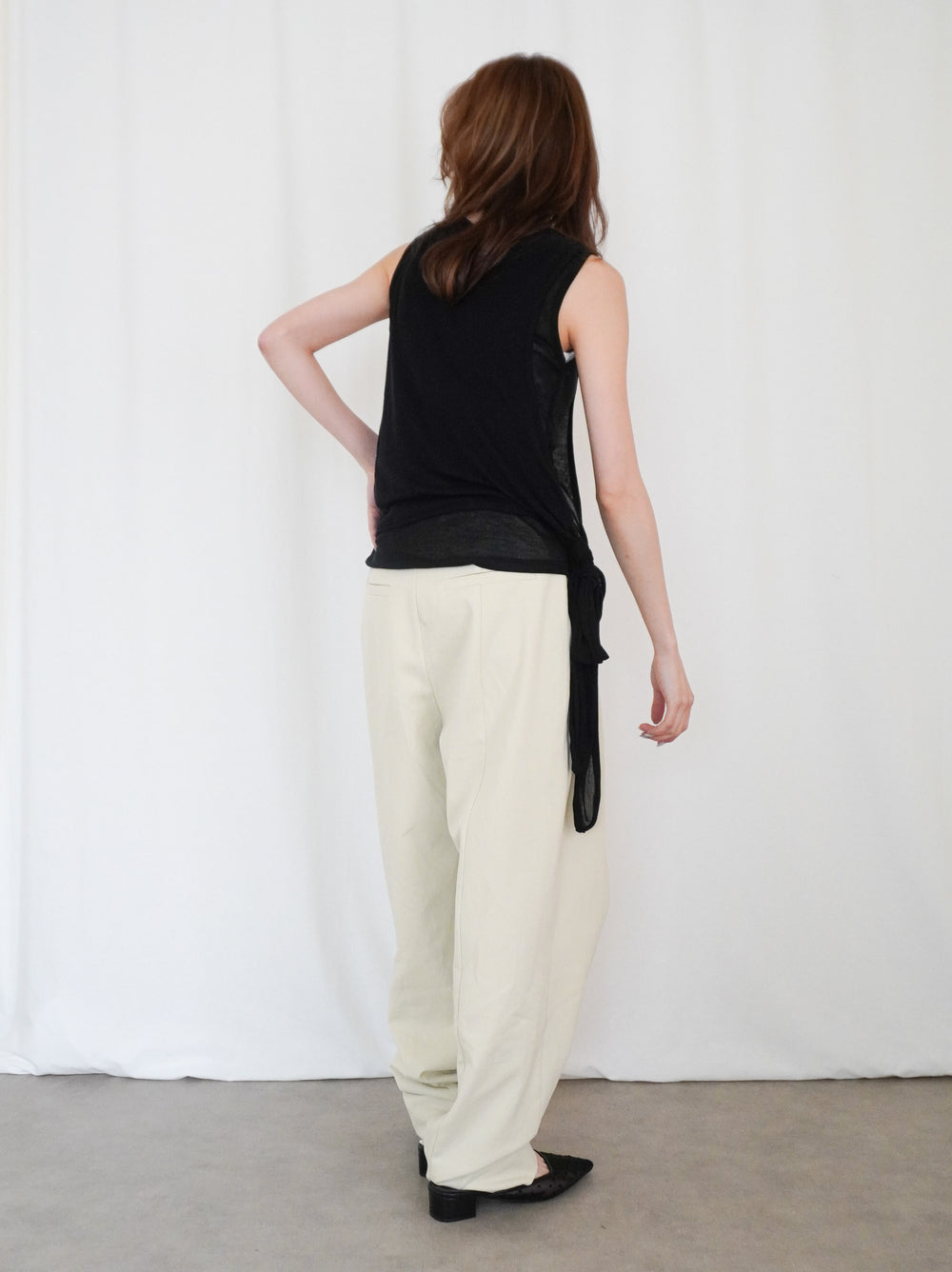 Double-layerシアーサイドリボントップス