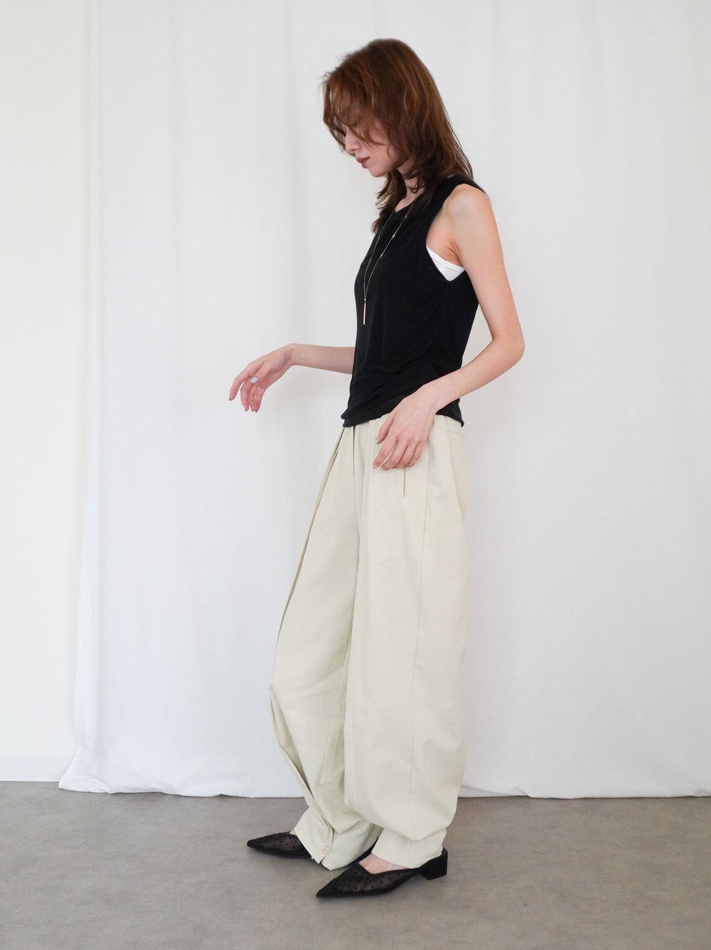 Double-layerシアーサイドリボントップス
