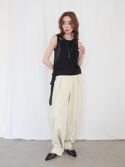 Double-layerシアーサイドリボントップス