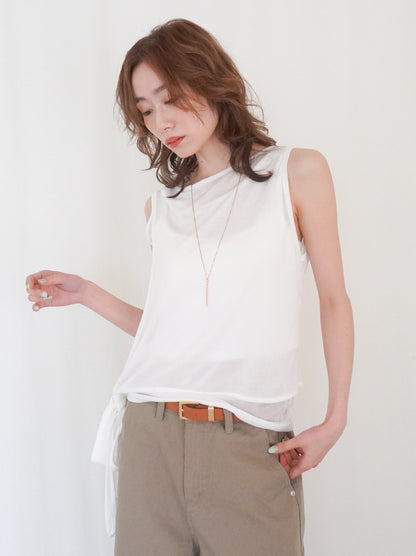 Double-layerシアーサイドリボントップス