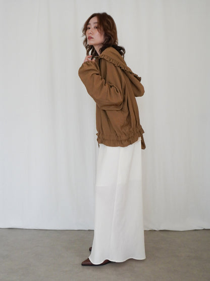 Drawstring zip-up フリルフーディージャケット
