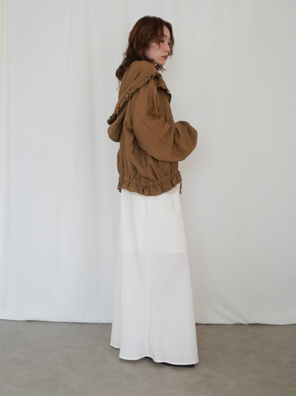 Drawstring zip-up フリルフーディージャケット