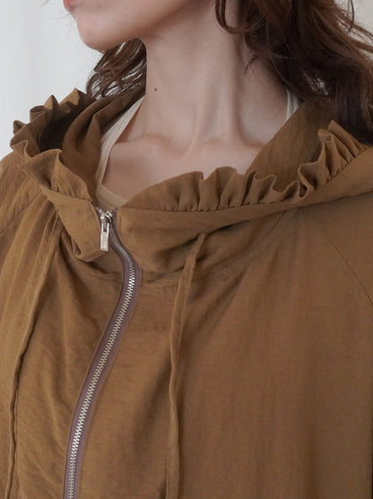 Drawstring zip-up フリルフーディージャケット