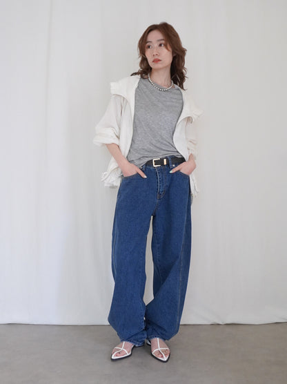 Drawstring zip-up フリルフーディージャケット