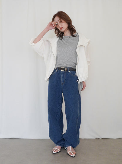 Drawstring zip-up フリルフーディージャケット