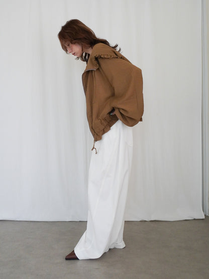 Drawstring zip-up フリルフーディージャケット