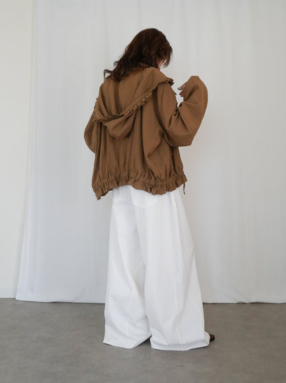 Drawstring zip-up フリルフーディージャケット