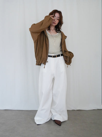 Drawstring zip-up フリルフーディージャケット