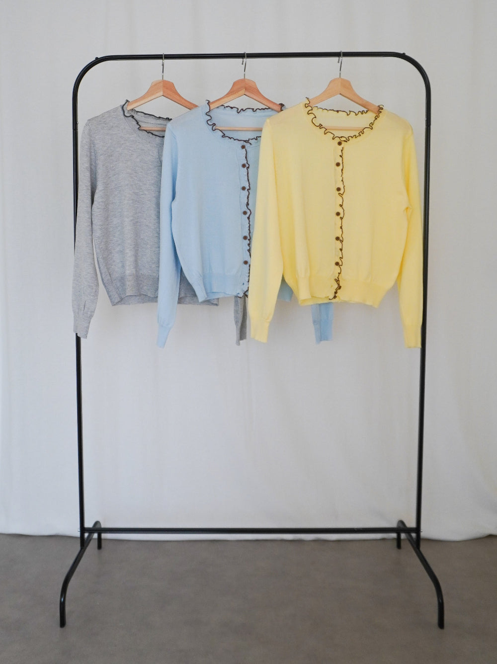 Mellow frill バイカラーカーディガン