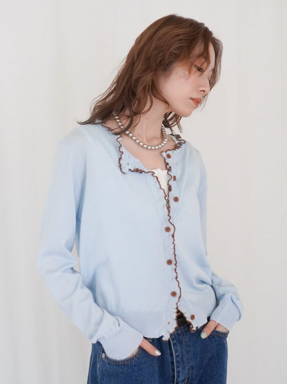 Mellow frill バイカラーカーディガン