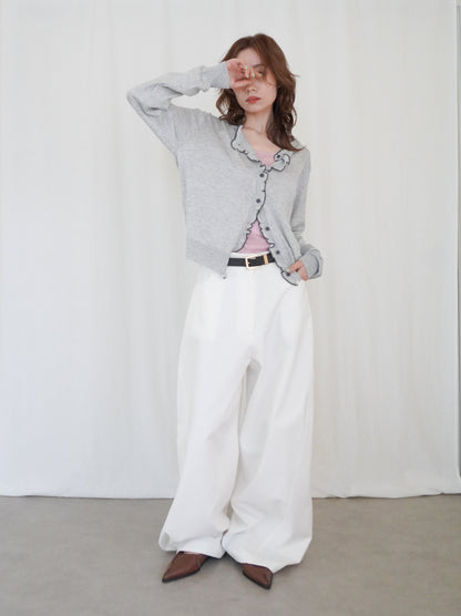 Mellow frill バイカラーカーディガン