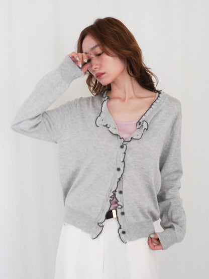 Mellow frill バイカラーカーディガン