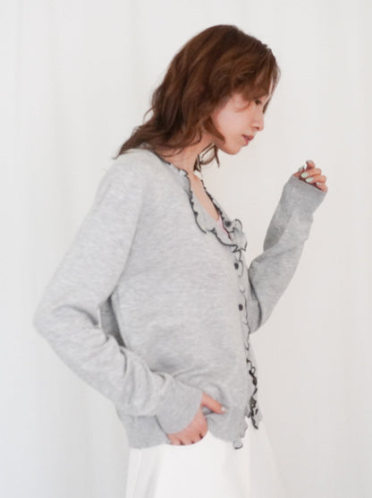 Mellow frill バイカラーカーディガン