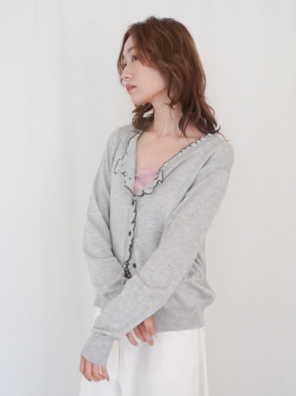 Mellow frill バイカラーカーディガン