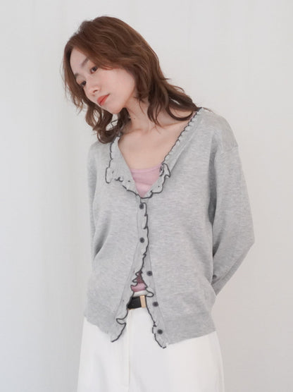 Mellow frill バイカラーカーディガン