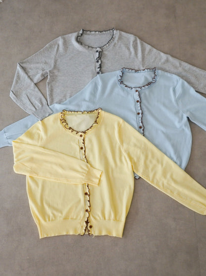 Mellow frill バイカラーカーディガン