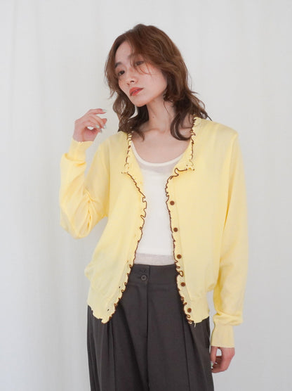 Mellow frill バイカラーカーディガン