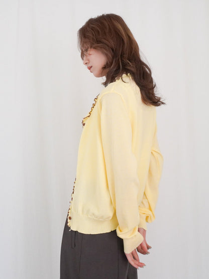 Mellow frill バイカラーカーディガン