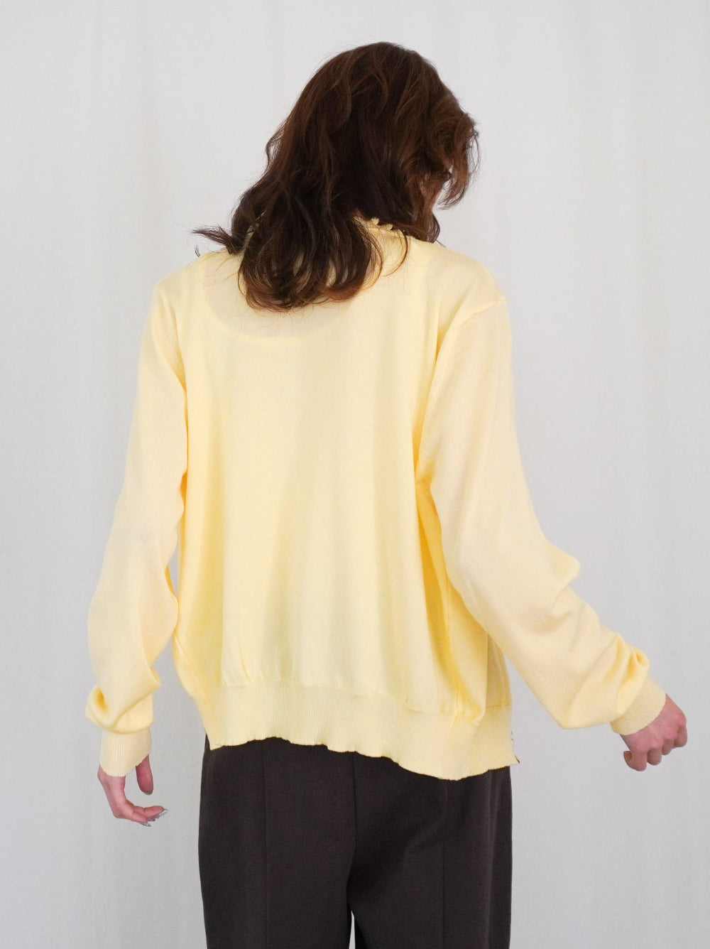 Mellow frill バイカラーカーディガン