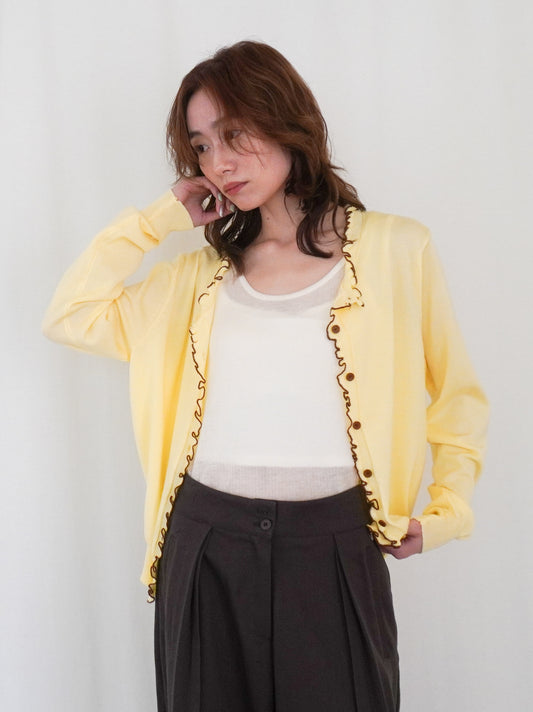 Mellow frill バイカラーカーディガン