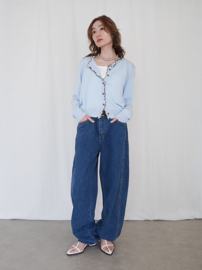 Mellow frill バイカラーカーディガン