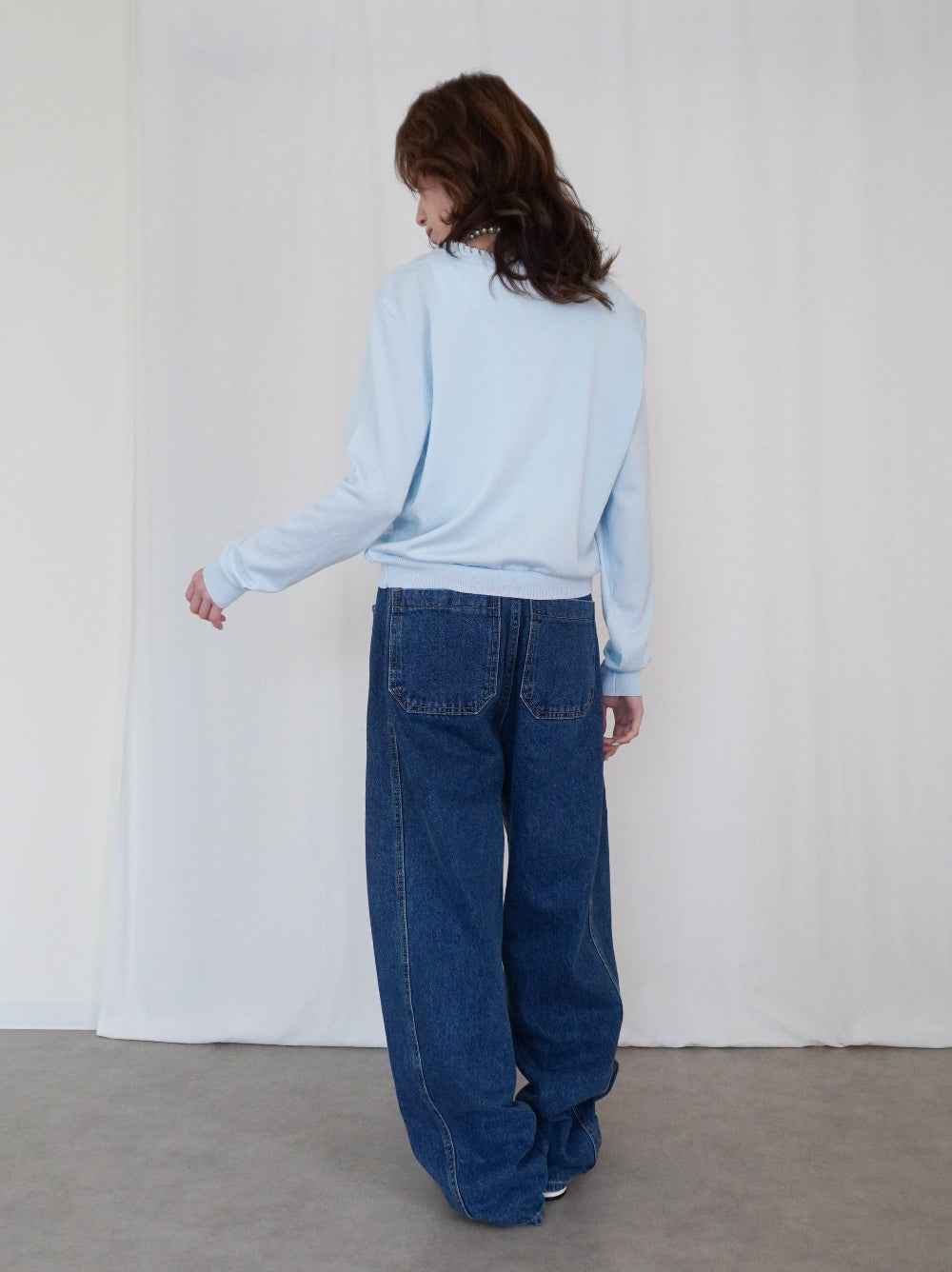 Mellow frill バイカラーカーディガン