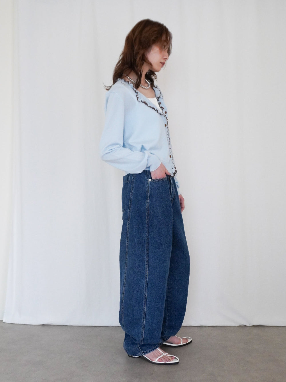 Mellow frill バイカラーカーディガン